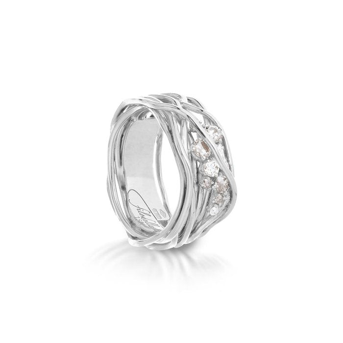 Filodellavita Ten 10 strands in White Gold with White and Brown Diamonds
