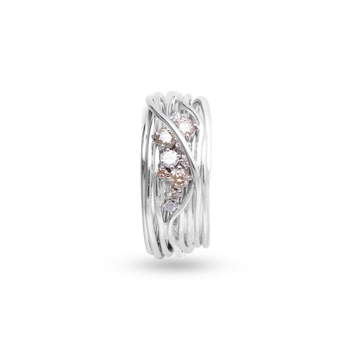Filodellavita Ten 10 strands in White Gold with White and Brown Diamonds