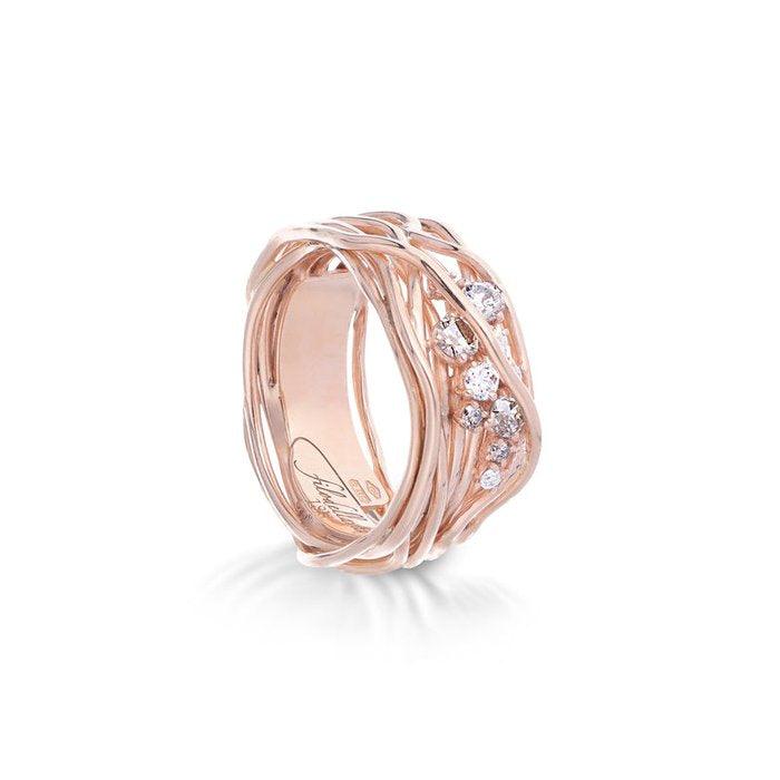 Filodellavita Ten 10 threads in 18kt Rose Gold with White and Brown Diamonds