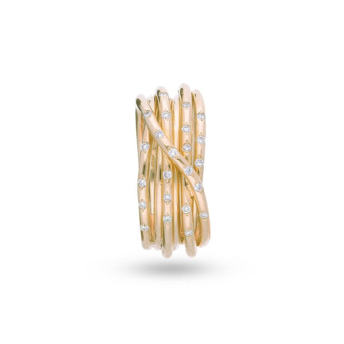 Filodellavita Leda 7 threads in 18kt Yellow Gold and White Diamonds