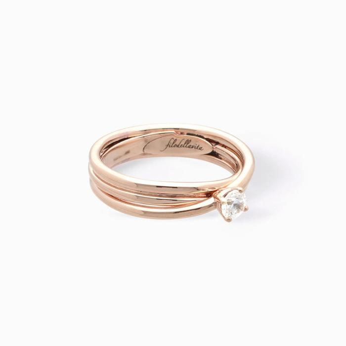 Filodellavita 3-strand Rose Gold with Colorless Diamond