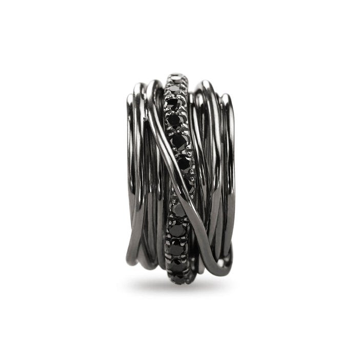 Filodellavita Rock 13 brins en argent 925 bruni et diamants noirs