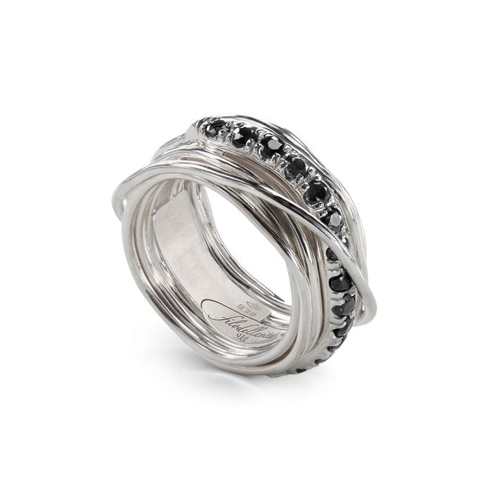 Filodellavita Precious 13 brins en argent 925 et diamants noirs