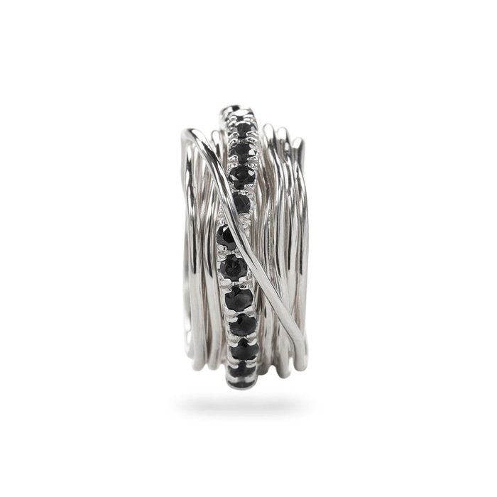 Filodellavita Precious 13 brins en argent 925 et diamants noirs