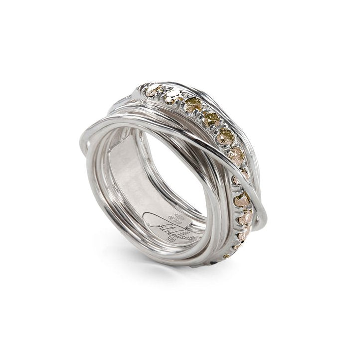 Filodellavita Precious 13 brins en argent 925 et diamants bruns