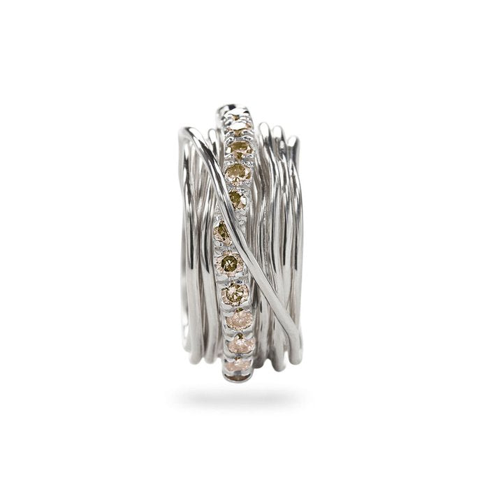 Filodellavita Precious 13 brins en argent 925 et diamants bruns