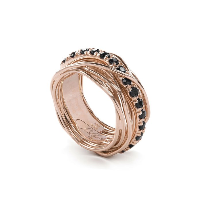 Filodellavita Precious 13 brins en or rose 9 carats et diamants noirs