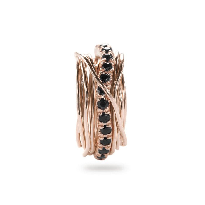Filodellavita Precious 13 brins en or rose 9 carats et diamants noirs