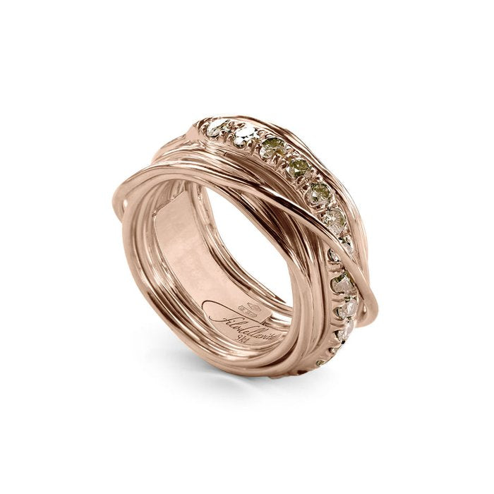 Filodellavita Precious 13 brins en or rose 9 carats et diamants bruns