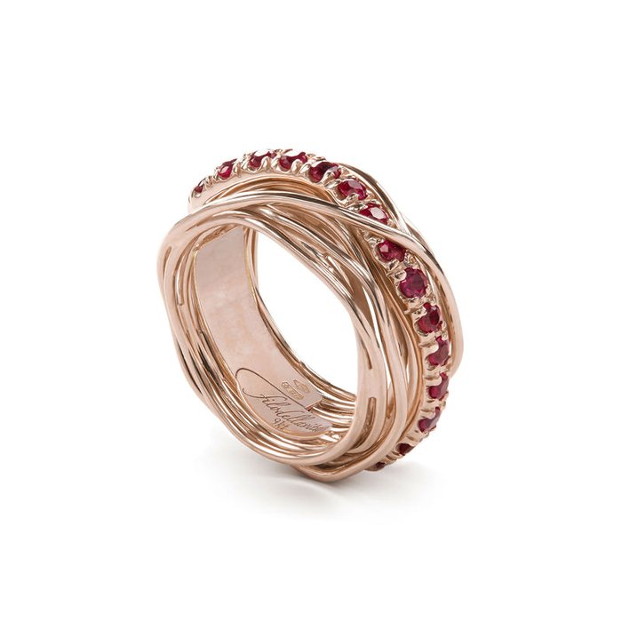 Filodellavita Precious 13 brins en or rose 9 carats et rubis