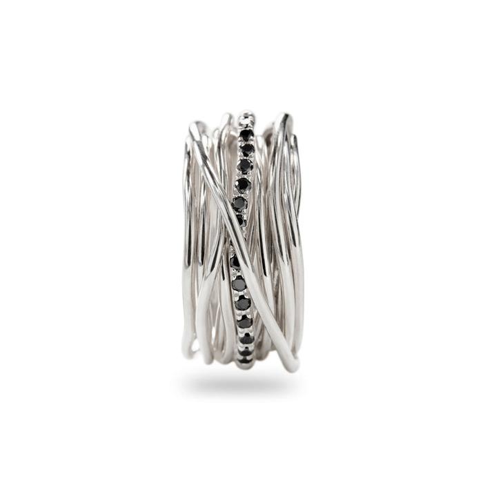 Filodellavita Classic 13 brins en argent 925 et diamants noirs