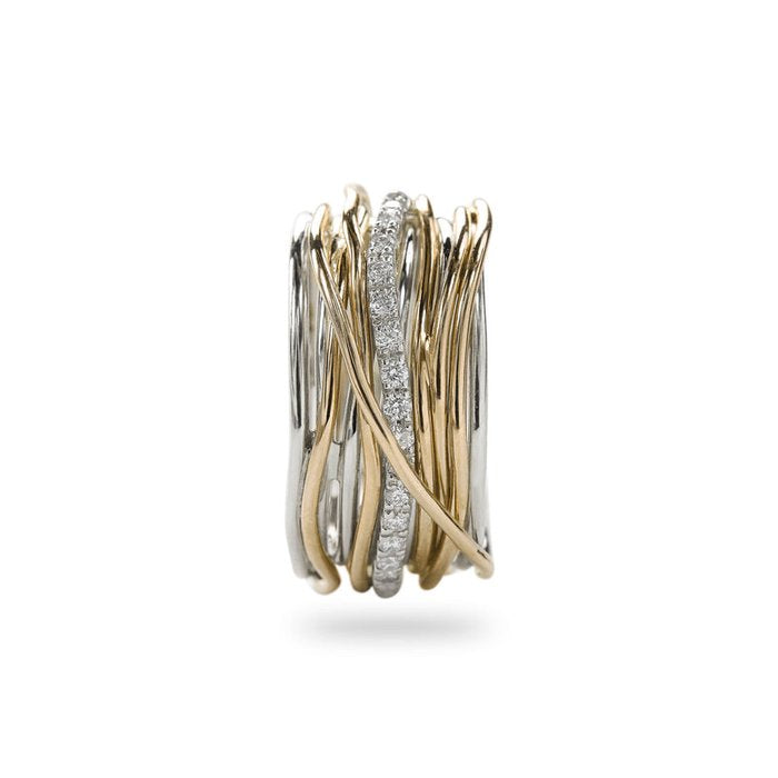 Filodellavita Classic 13 strands in 9kt Yellow Gold, 925 Silver and 16 White Diamonds