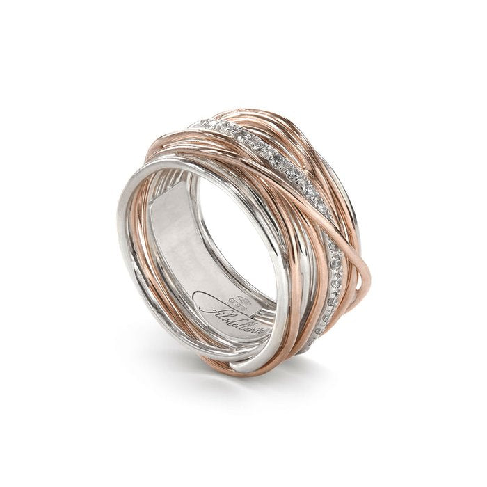 Filodellavita Classic 13 strands in Rose Gold, 925 Silver and 16 White Diamonds