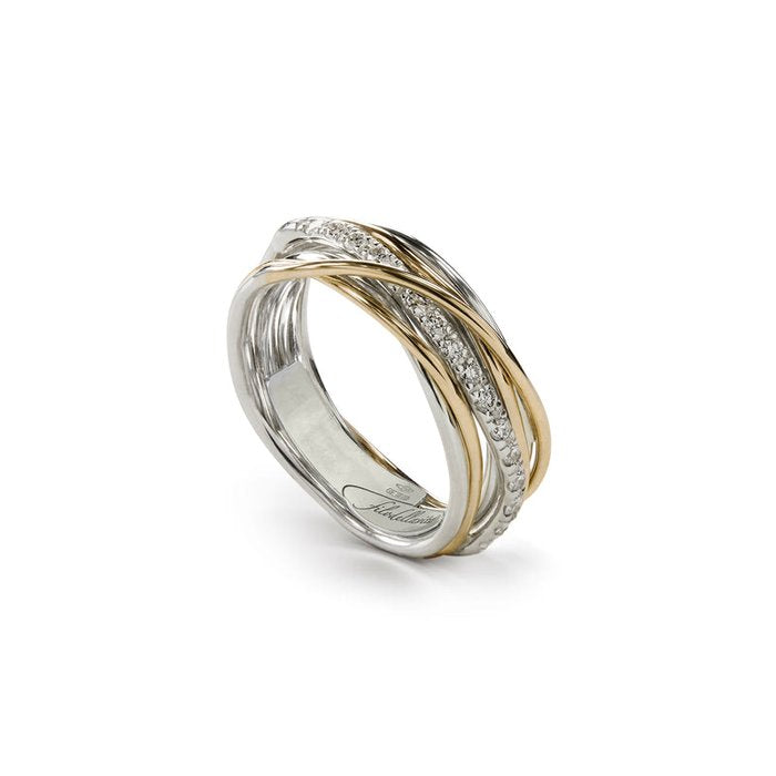 Filodellavita Classic 7 Wires in 9kt Yellow Gold 925 Silver and White Diamonds