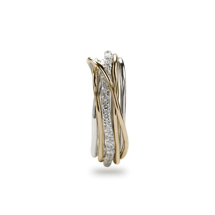 Filodellavita Classic 7 Wires in 9kt Yellow Gold 925 Silver and White Diamonds