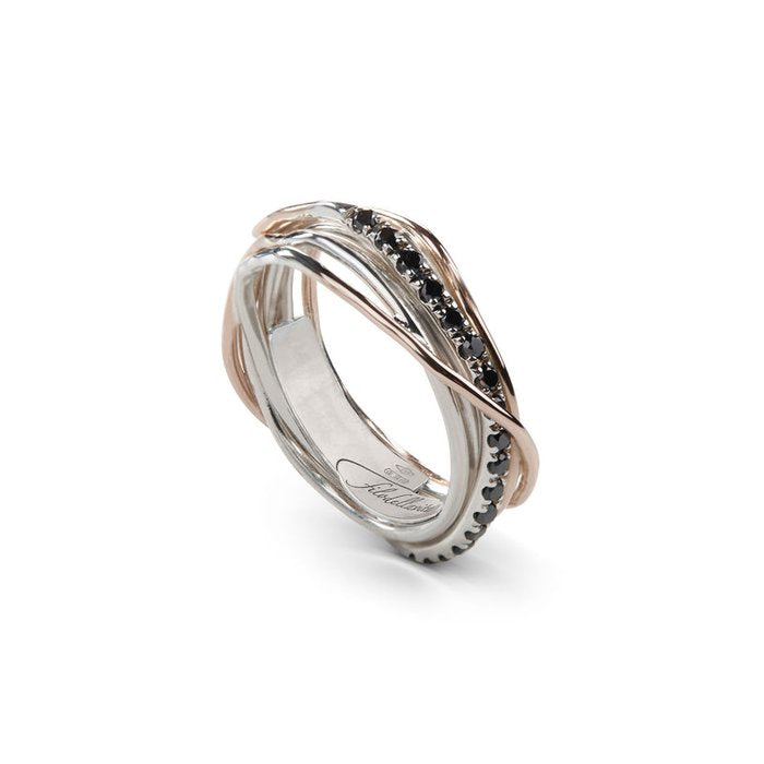 Filodellavita Classic 7 Threads en or rose 9 carats, argent 925 et diamants bruns/noirs