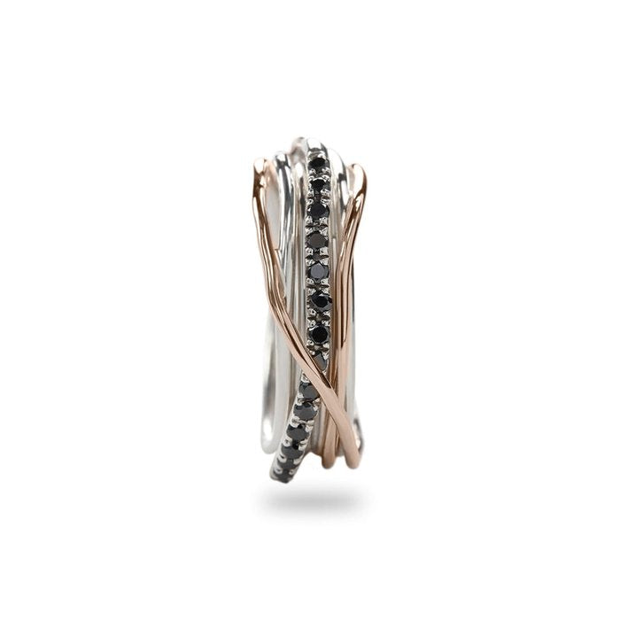 Filodellavita Classic 7 Threads en or rose 9 carats, argent 925 et diamants bruns/noirs