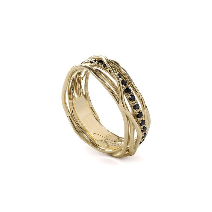 Filodellavita Classic - 7 rangs en or jaune 9 carats et 16 diamants noirs bruns