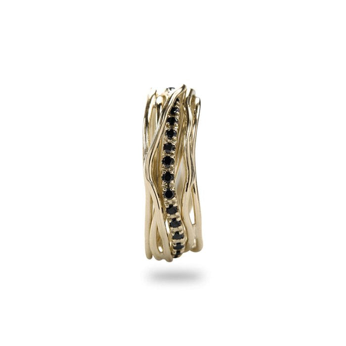 Filodellavita Classic - 7 rangs en or jaune 9 carats et 16 diamants noirs bruns