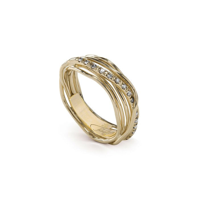 Filodellavita Classic 7 strands in 9KT Yellow Gold and White Diamonds