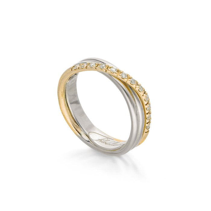 Filodellavita Classic 3 brins en or jaune rose 9 carats, argent et diamants blancs