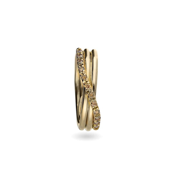 Filodellavita Classic 3 brins en or jaune 9 carats et 12 diamants bruns