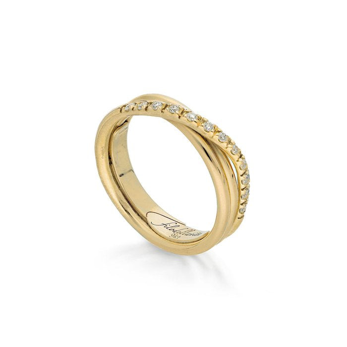 Filodellavita Classic 3 brins en or jaune 9 carats et 12 diamants blancs