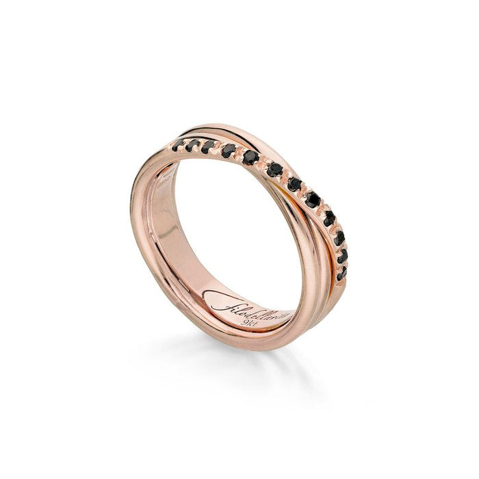Filodellavita Classic 3 strands in 9kt Rose Gold and 12 Black Diamonds
