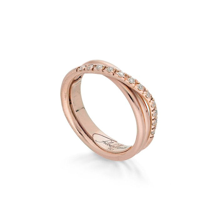Filodellavita Classic 3 brins en or rose et 12 diamants blancs
