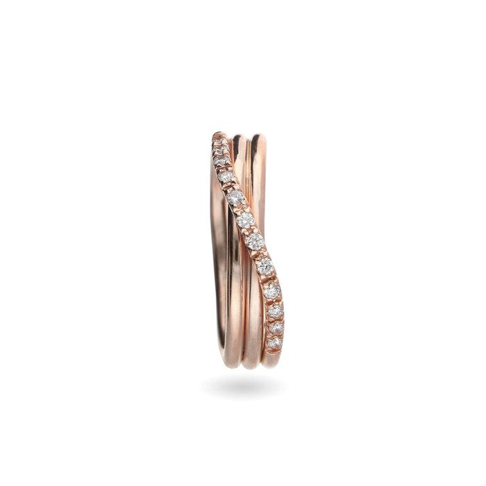 Filodellavita Classic 3 brins en or rose et 12 diamants blancs