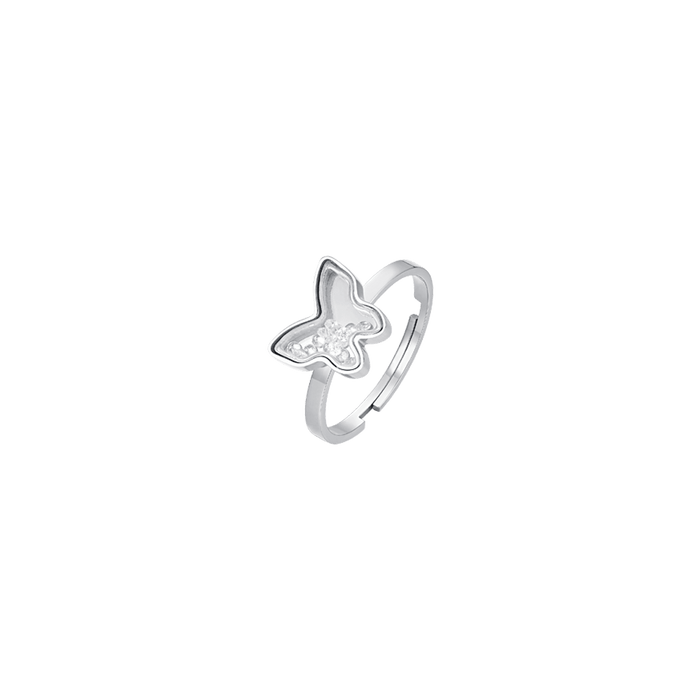 BAGUE FEMME EN ACIER AVEC PAPILLON ET ZIRCONE