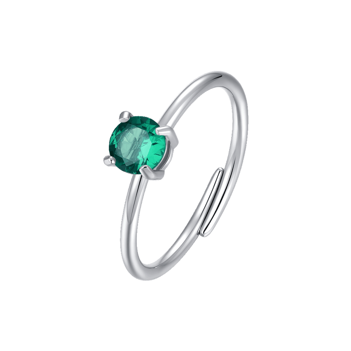 ANELLO DONNA IN ACCIAIO ZIRCONE VERDE