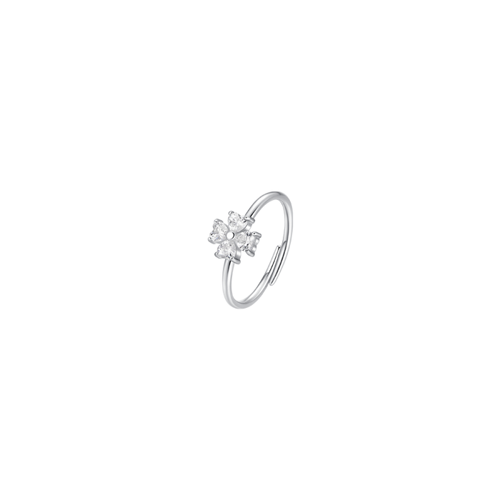 ANELLO DONNA IN ACCIAIO CON QUADRIFOGLIO ZIRCONI BIANCHI