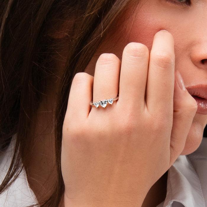 ANELLO DONNA IN ACCIAIO CON CUORI CON ZIRCONI BIANCHI