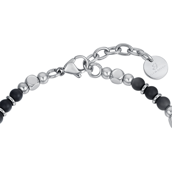 MEN'S BRACELET IN STEEL WITH BLACK AGATE STONES