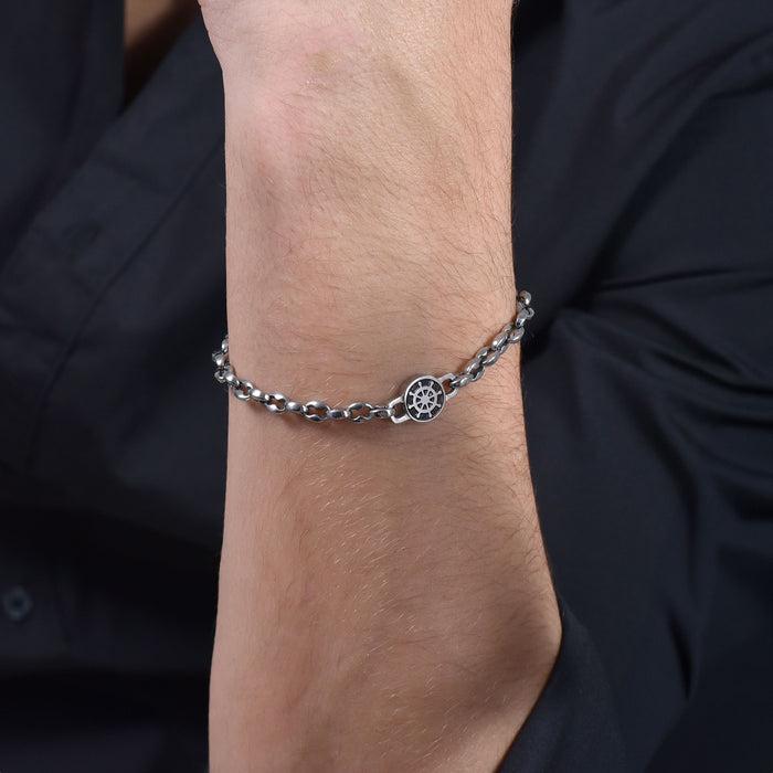 BRACELET EN ACIER POUR HOMME AVEC CASQUE