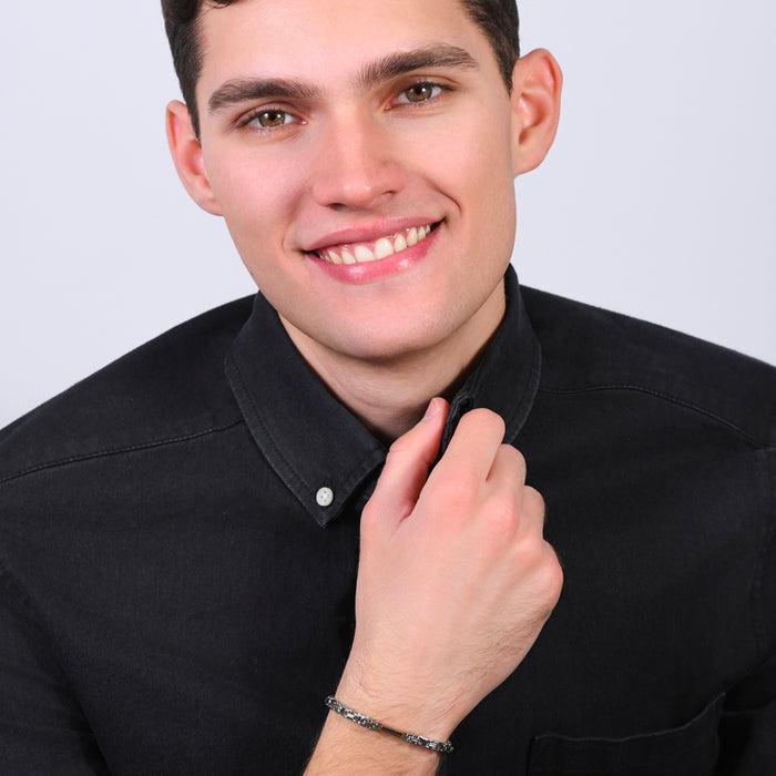 BRACELET HOMME EN ACIER AVEC ÉLÉMENT IP ROSE
