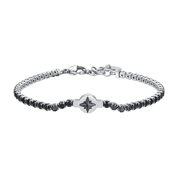 BRACELET DE TENNIS HOMME EN ACIER AVEC ZIRCONE NOIRE