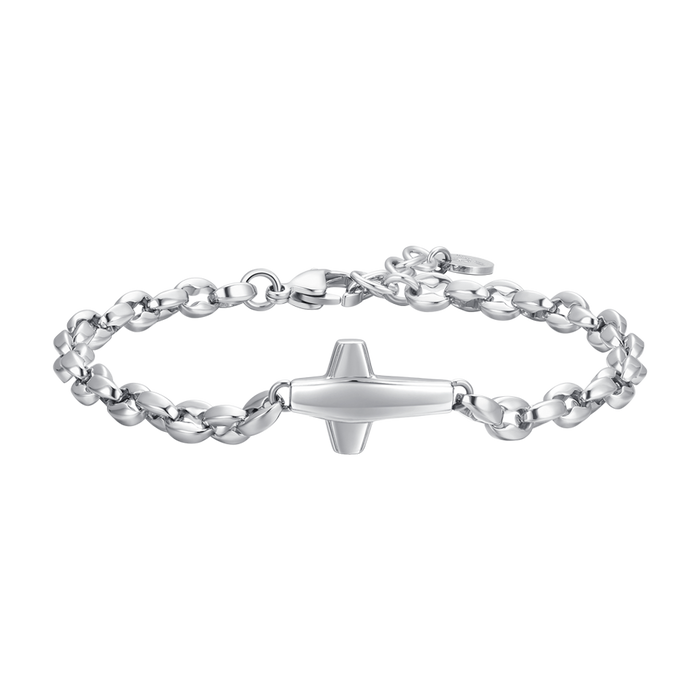 BRACCIALE UOMO IN ACCIAIO CON CROCE