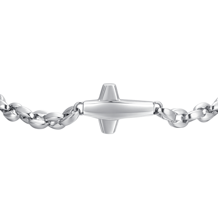 BRACCIALE UOMO IN ACCIAIO CON CROCE