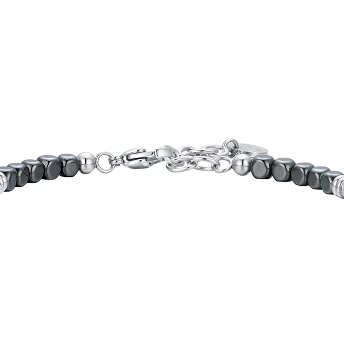 BRACELET HOMME EN ACIER HÉMATITE ARGENT ET NOIR