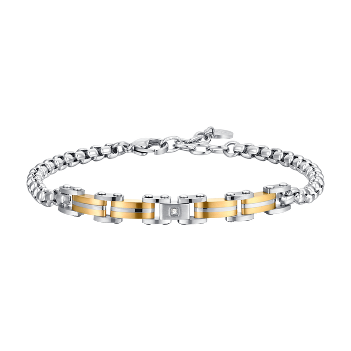 BRACELET HOMME EN ACIER ET ÉLÉMENTS EN ACIER IP GOLD