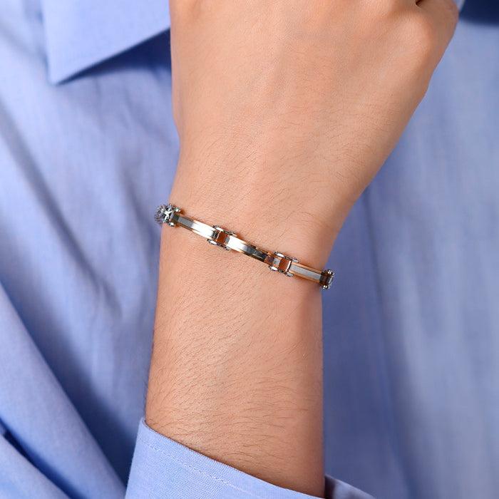 BRACCIALE UOMO IN ACCIAIO ELEMENTI IN ACCIAIO IP ROSE GOLD