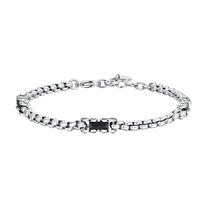 BRACELET HOMME EN ACIER AVEC ÉLÉMENTS EN CÉRAMIQUE NOIRE