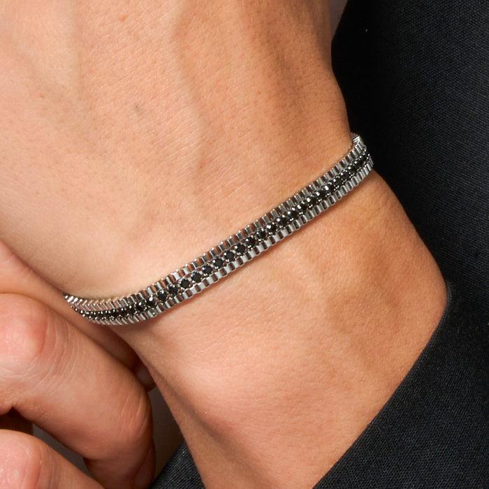 BRACCIALE UOMO IN ACCIAIO E ZIRCONI NERI
