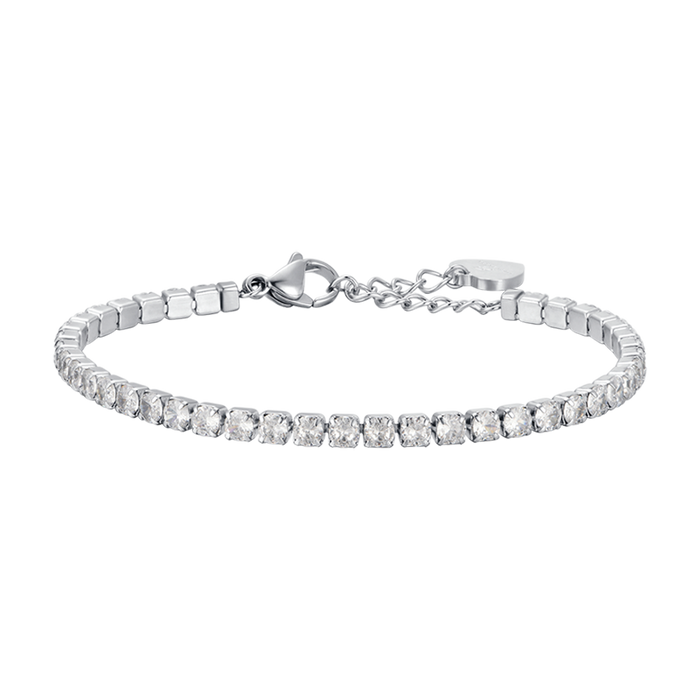 WOMEN'S TENNIS BRACELET IN STEEL WITH WHITE CRYSTALS