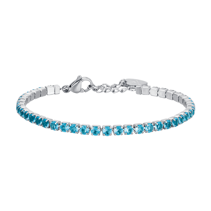 WOMEN'S TENNIS BRACELET IN STEEL WITH BLUE CRYSTALS