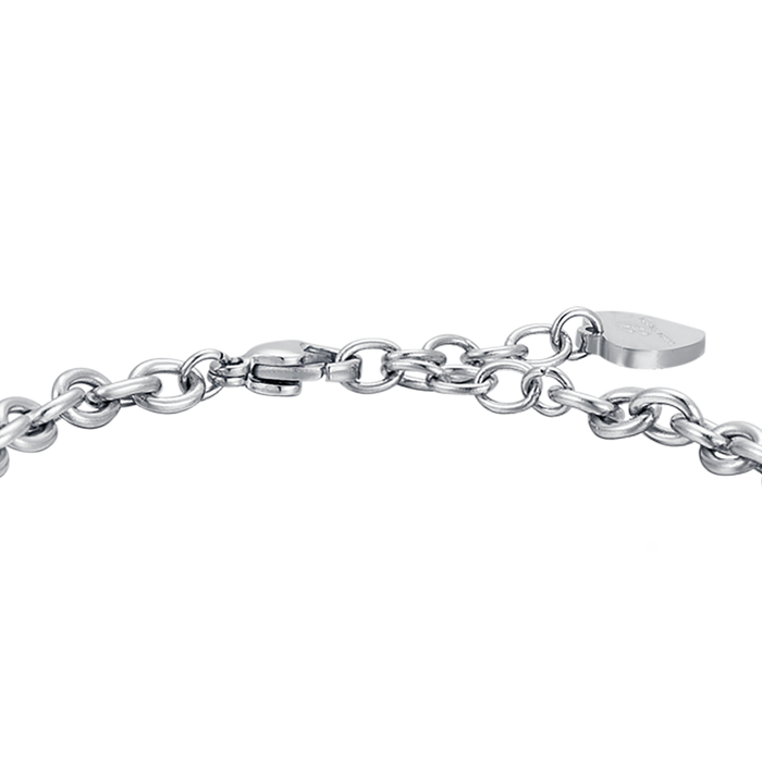 BRACCIALE DONNA IN ACCIAIO CON FIORE DELLA VITA CON CRISTALLI BIANCHI