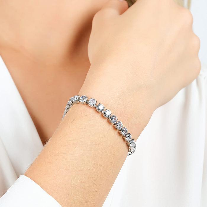 WOMEN'S TENNIS BRACELET IN STEEL WITH 4MM WHITE CRYSTALS