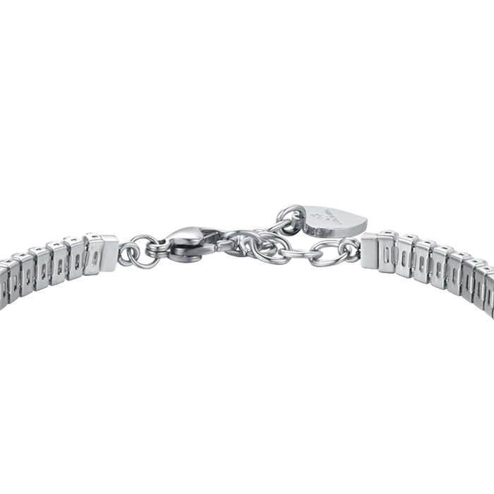 BRACELET DE TENNIS FEMME EN ACIER AVEC CRISTAUX BAGUETTE BLANCS